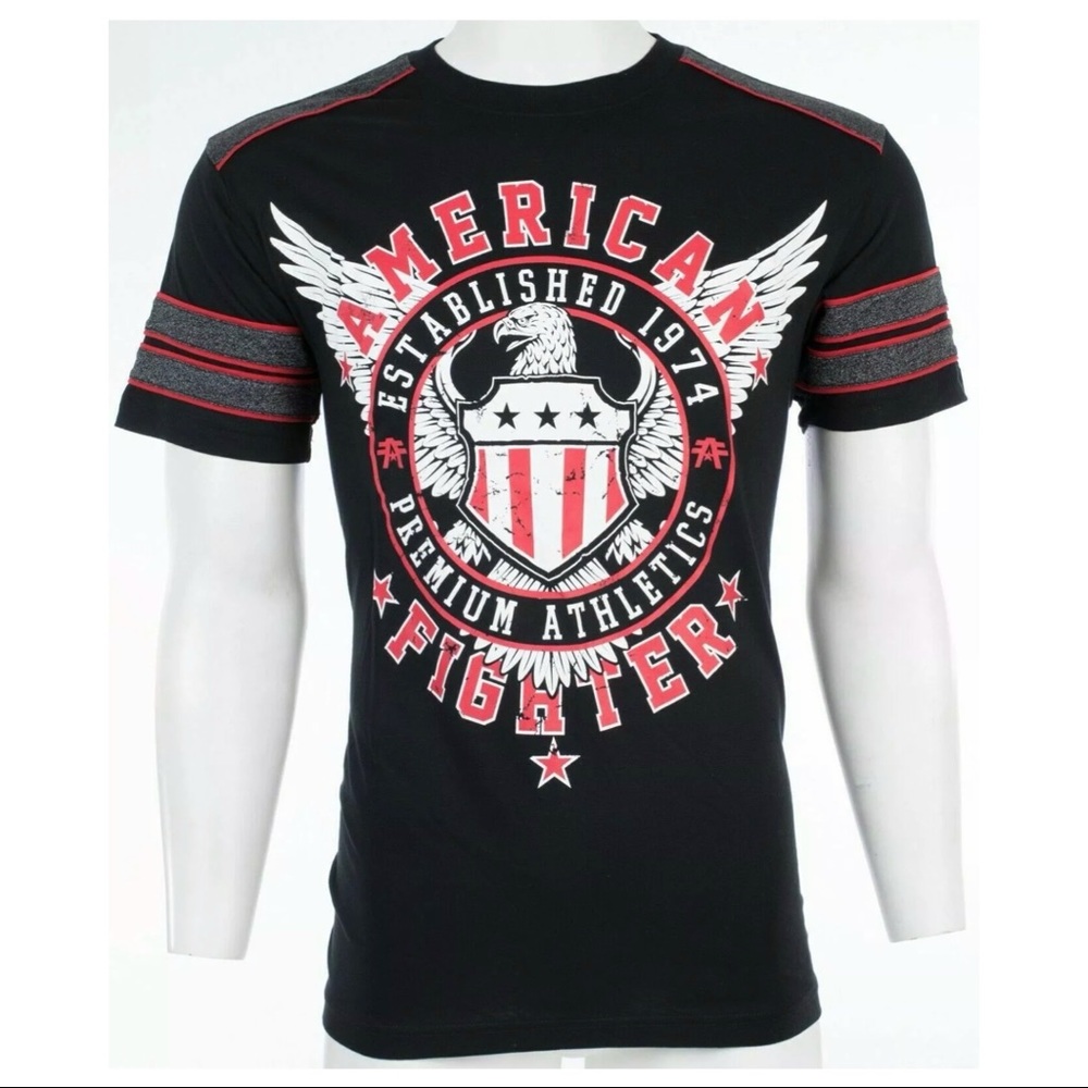 AMERICAN FIGHTER Excelsior Black Athletic Fit Mens Crewneck T-shirt L-3XL NWT - Picture 5 of 10